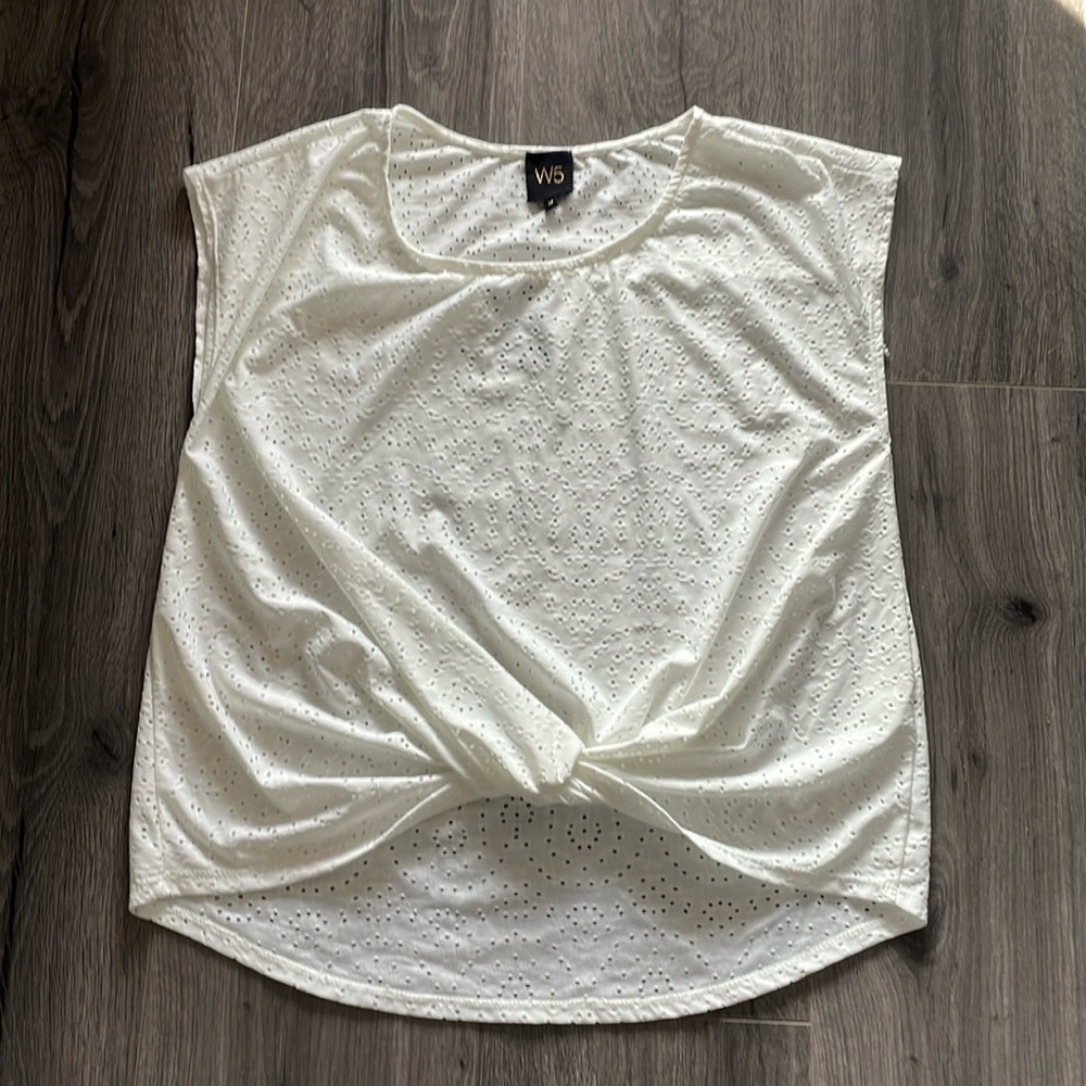 💚W5 short sleeve cute versatile white top for any occasion - front twist Casual